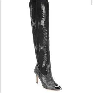 Gianni Bini Black & Silver Over-the-Knee Stiletto Boots